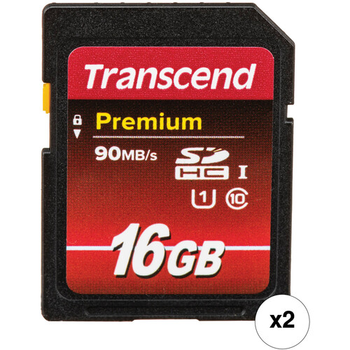 Transcend 16GB Premium UHS-I SDHC Memory Card (2-Pack)