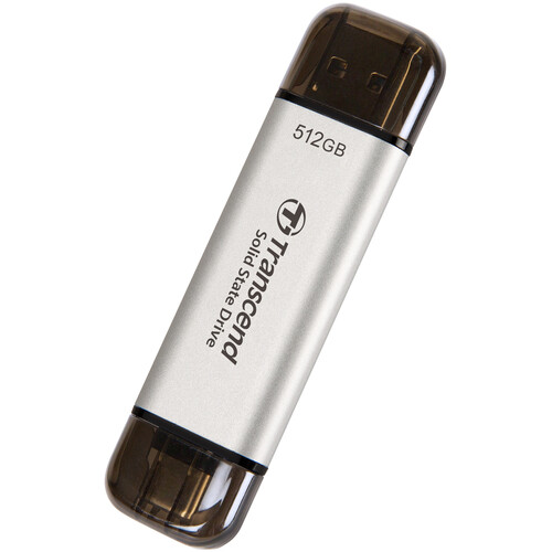 Transcend 512GB ESD310 Portable USB-C/A SSD (Metallic Silver)