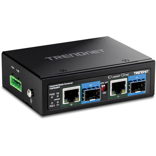 TRENDnet TI-BF22SFP 2-Port Gigabit SFP to RJ45 PoE++ Industrial Media Converter
