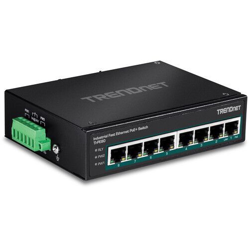 TRENDnet TI-PE80 8-Port 100Mb PoE+ Compliant Unmanaged Industrial Switch