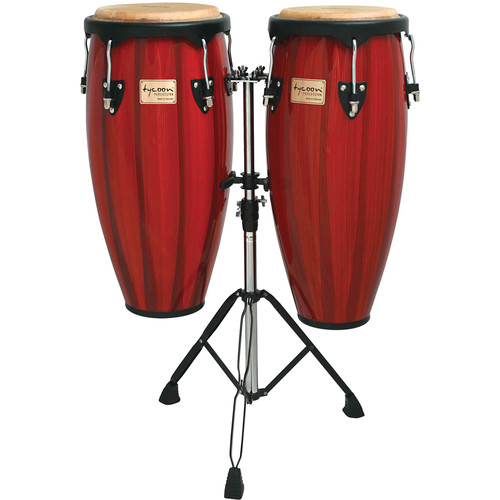 Tycoon Percussion 10 Inch & 11 Inch Congas Hand Painted Red With Double Stand