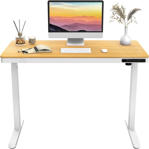 Uncaged Ergonomics Rise Up Essential Electric Standing Desk (White Maple)
