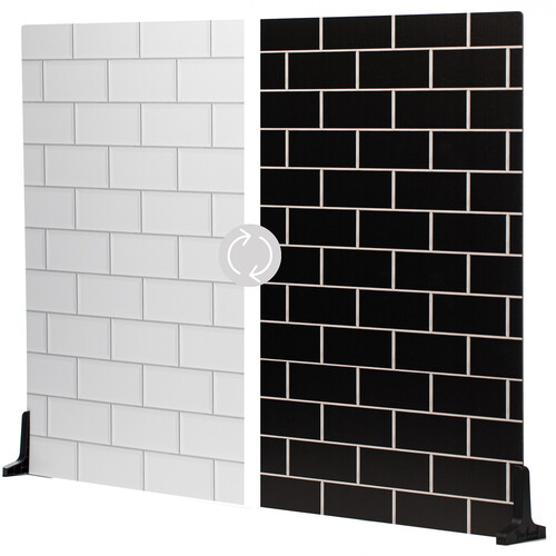 V-FLAT WORLD Duo-Board Double-Sided Background (White Subway Tile / Ebony Subway Tile 30 x 40
