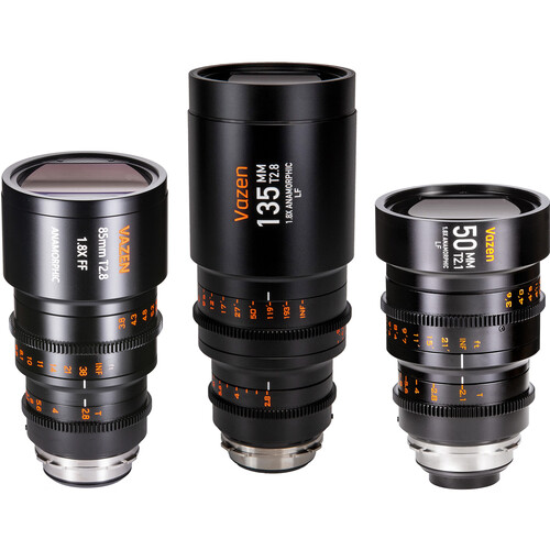 Vazen Full Frame 1.8x Anamorphic Lens Set with Hard Case (50/85/135mm PL/EF)