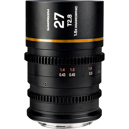 Venus Optics Laowa Nanomorph 27mm T2.8 1.5x S35 Anamorphic Lens (Leica L Amber Flare)