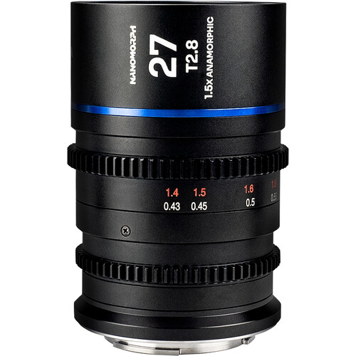 Venus Optics Laowa Nanomorph 27mm T2.8 1.5x S35 Anamorphic Lens (Canon RF Blue Flare)