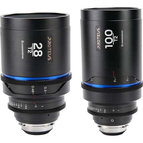 Venus Optics Laowa Proteus 2x Anamorphic 28 & 100mm T2 Lens Bundle (PL/EF Feet Blue Flare)