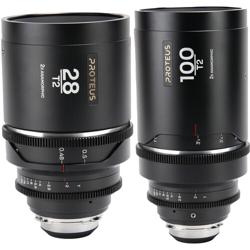 Venus Optics Laowa Proteus 2x Anamorphic 28 & 100mm T2 Lens Bundle (PL/EF Feet Silver Flare)