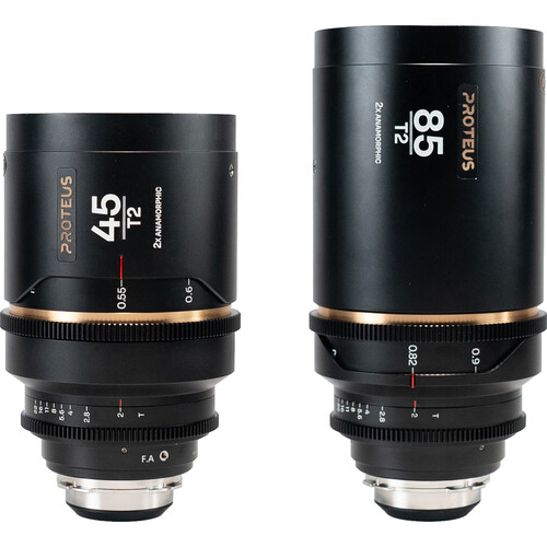 Venus Optics Laowa Proteus 2x Anamorphic 45 & 85mm T2 Lens Bundle (PL/EF Feet Amber Flare)