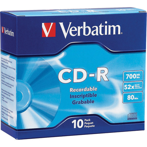 Verbatim CD  R  700MB 52x Write Once Disc with Slim Case 