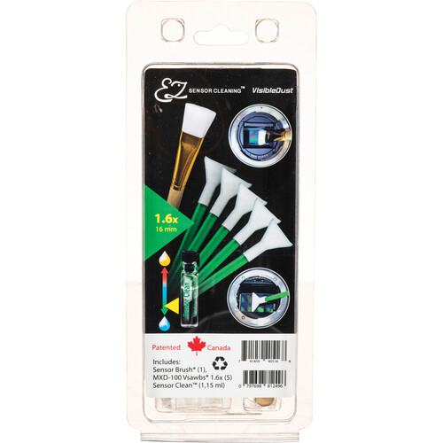 VisibleDust EZ Sensor Cleaning Kit PLUS with Sensor Clean 5 Green 1.6x Vswabs and Sensor Brush