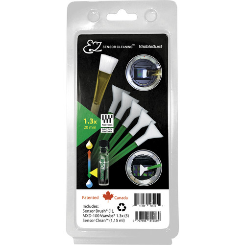 VisibleDust EZ Sensor Cleaning Kit PLUS with Sensor Clean 5 Green 1.3x Vswabs and Sensor Brush