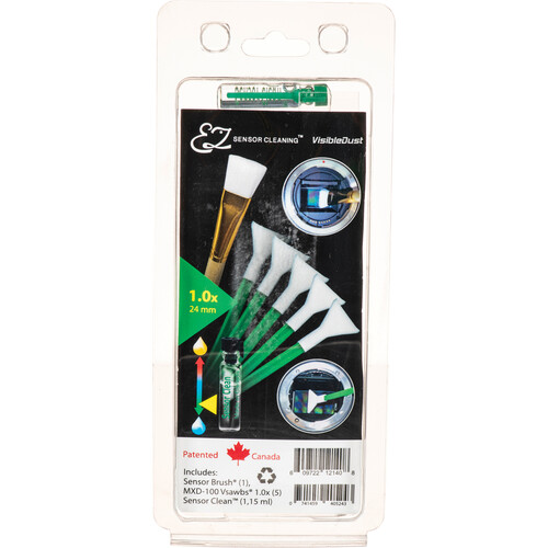 VisibleDust EZ Sensor Cleaning Kit PLUS with Sensor Clean 5 Green 1.0x Vswabs and Sensor Brush