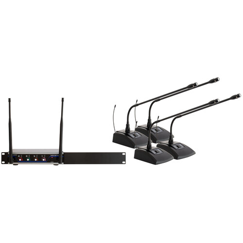 VocoPro Digital-Quad-C-500 Wireless System with Four Tabletop Microphones (900 MHz)