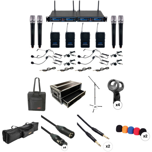 VocoPro UDH 4 Ultra 4 Channel Wireless Mic System With Handheld,