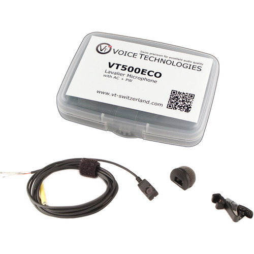 Voice Technologies VT500ECO Omnidirectional Miniature Lavalier Microphone Economy Package (3-Wire Pigtail Lead Black)
