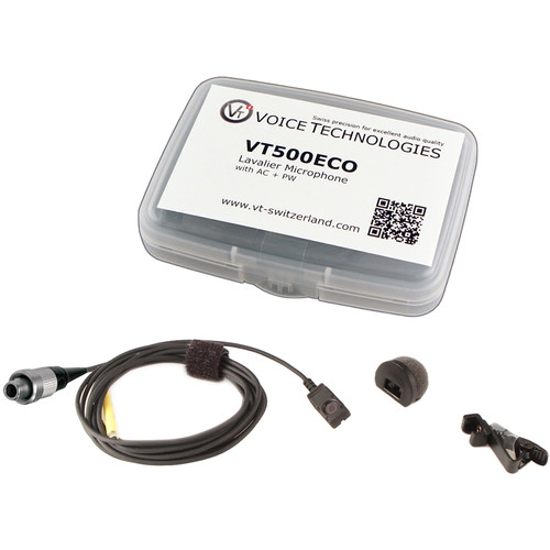 Voice Technologies VT500ECO Omnidirectional Miniature Lavalier Microphone Economy Package (3-Pin Lemo Screw-Locking Connector Black)