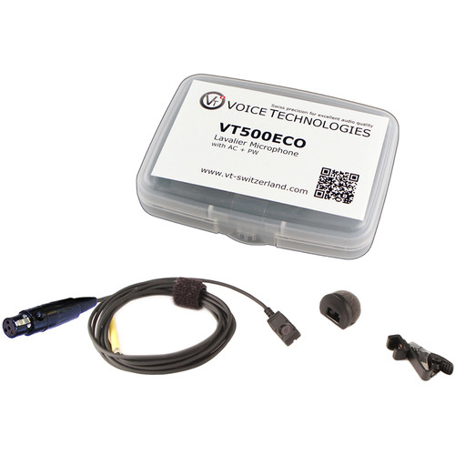 Voice Technologies VT500ECO Omnidirectional Miniature Lavalier Microphone Economy Package (TA4F Connector for Shure Black)