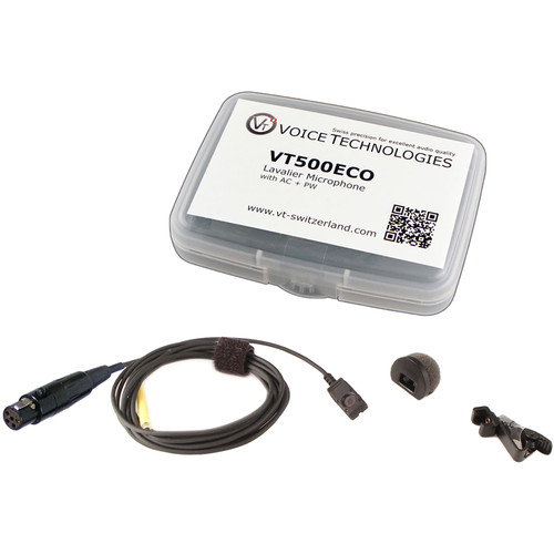 Voice Technologies VT500ECO Omnidirectional Miniature Lavalier Microphone Economy Package (TA5F Connector for Lectrosonics Black)