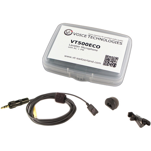 Voice Technologies VT500ECO Omnidirectional Miniature Lavalier Microphone Economy Package (3.5mm TRS Locking Connector for Sony UWP or WRT-805 Black)