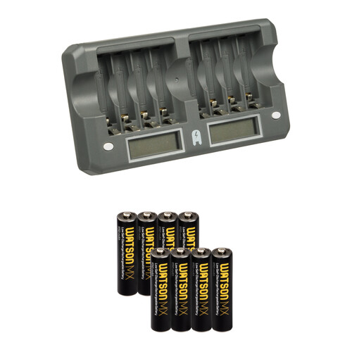 Watson 8-Bay Rapid Charger Kit with 8 MX AAA NiMH Batteries