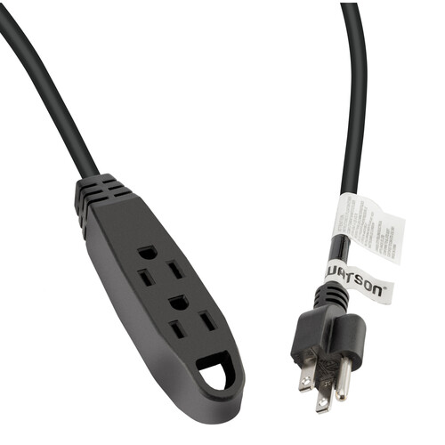 Watson 3-Outlet Power Extension Cord (15' Straight Black)