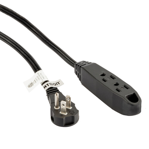 Watson 3-Outlet Power Extension Cord (3' Right-Angle Black)