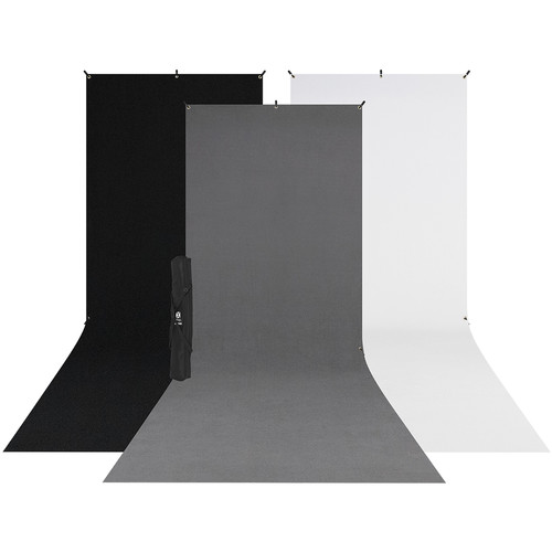 Westcott X-Drop 3-Pack&nbspSweep Backdrop Kit (White/Black/Gray 5 x 12')