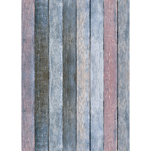 Westcott Rustic Wood Art Canvas Backdrop with Grommets (5 x 7' Vintage Blue)