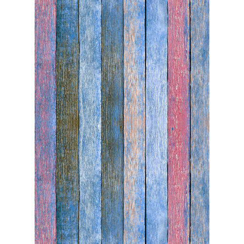 Westcott Rustic Wood Art Canvas Backdrop with Grommets (5 x 7' Bold Blue)