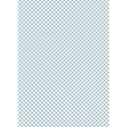 Westcott Hearts Art Canvas Backdrop with Grommets (5 x 7' Red and White Pattern Sky Blue Background)