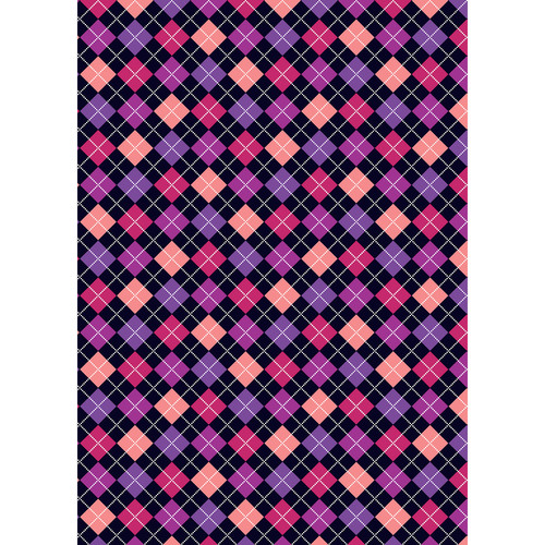 Westcott Diamond Plaid Art Canvas Backdrop with Grommets (5 x 7' Purple)