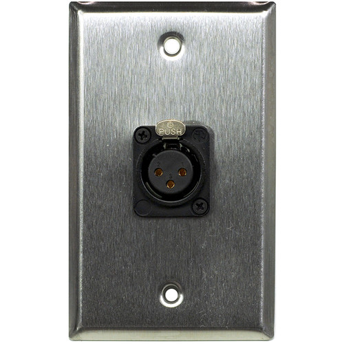 Whirlwind WP1/1FNS 1-Gang Wall Plate with 1 Neutrik Female XLR Screw Terminal (Stainless Steel Finish)