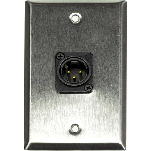 Whirlwind WP1/1MNS 1-Gang Wall Plate with 1 Neutrik Male XLR Screw Terminal (Stainless Steel Finish)