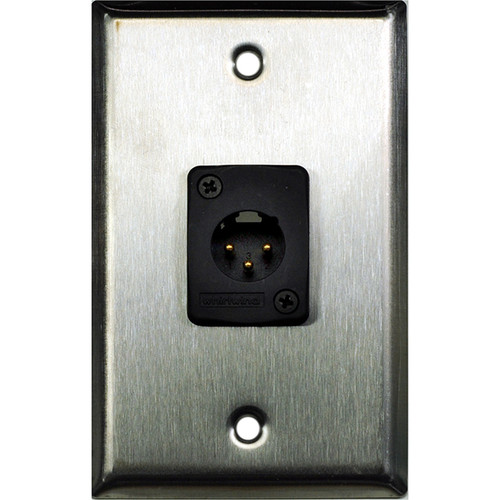 Whirlwind WP1/1MW 1-Gang Wall Plate with 1 Whirlwind WC3M Male XLR Terminal (Stainless Steel Finish)