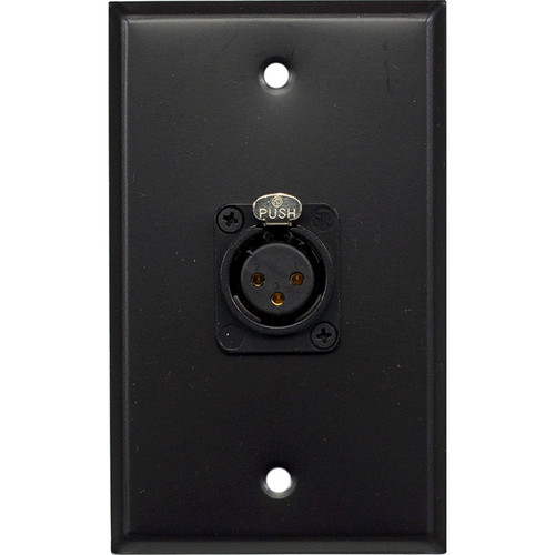 Whirlwind WP1B/1FNS 1-Gang Wall Plate with 1 Neutrik Female XLR Screw Terminal (Black Finish)