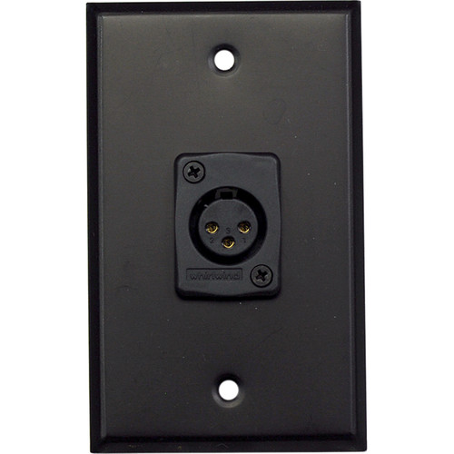 Whirlwind WP1B/1FW 1-Gang Wall Plate with 1 Whirlwind WC3F Female XLR Terminal (Black Finish)