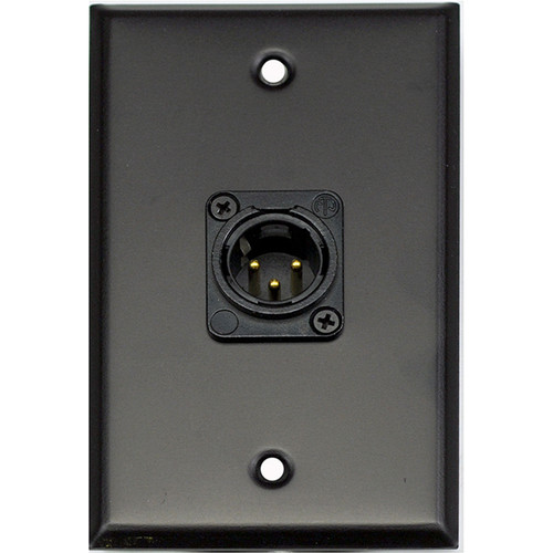Whirlwind WP1B/1MNS 1-Gang Wall Plate with 1 Neutrik Male XLR Screw Terminal (Black Finish)