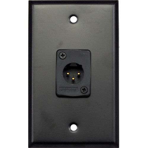 Whirlwind WP1B/1MW 1-Gang Wall Plate with 1 Whirlwind WC3M Male XLR Terminal (Black Finish)