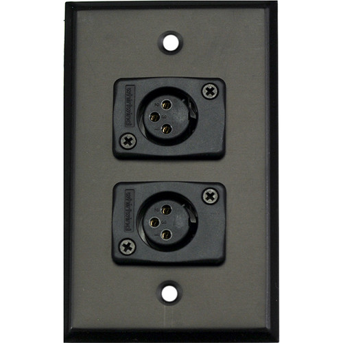 Whirlwind WP1B/2FW 1-Gang Wall Plate with 2 Whirlwind WC3F Female XLR Terminals (Black Finish)