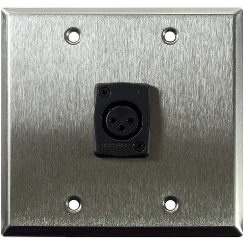 Whirlwind WP2/1FW 2-Gang Wall Plate with 1 Whirlwind WC3F Female XLR Terminal (Stainless Steel Finish)