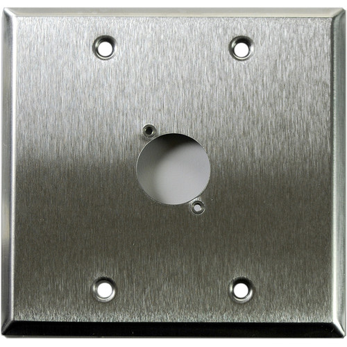 Whirlwind WP2/1H 2-Gang Wall Plate Punched for 1 Whirlwind/Switchcraft D3F Terminal (Stainless Steel Finish)