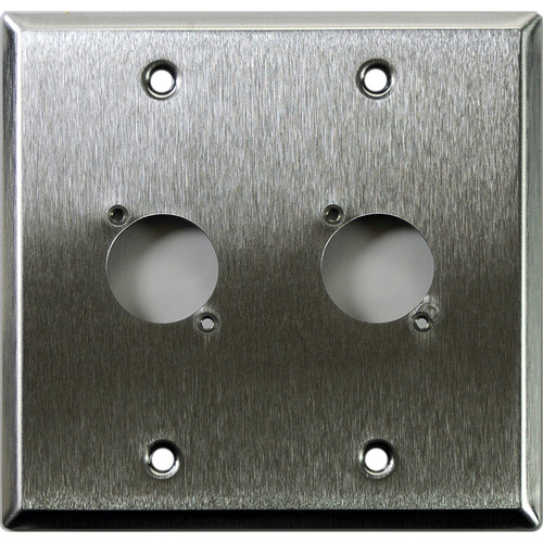 Whirlwind WP2/2NDH 2-Gang Wall Plate Punched for 2 Neutrik XLR Terminals (Stainless Steel Finish)
