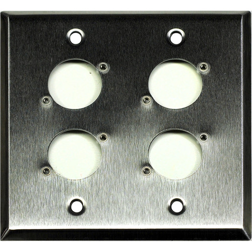 Whirlwind WP2/4H 2-Gang Wall Plate Punched for 4 Whirlwind/Switchcraft D3F Terminals (Stainless Steel Finish)