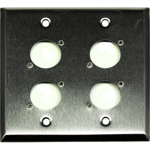 Whirlwind WP2/4NDH 2-Gang Wall Plate Punched for 4 Neutrik XLR Terminals (Stainless Steel Finish)