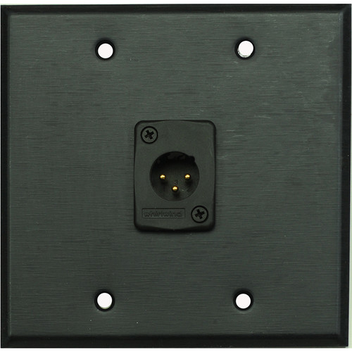 Whirlwind WP2B/1MW 2-Gang Wall Plate with 1 Whirlwind WC3M Male XLR Terminal (Black Finish)