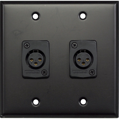 Whirlwind WP2B/2FW 2-Gang Wall Plate with 2 Whirlwind WC3F Female XLR Terminals (Black Finish)