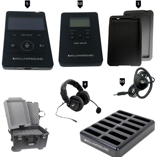Williams Sound Digi-Wave 400 Series Interpretation System for 50 Listeners and 4 Languages plus Floor