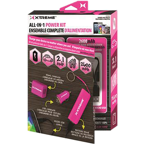 Xtreme Cables All-in-1 Wall / Car Power Charging Kit with 8