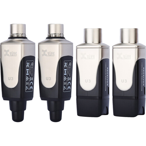 Xvive Audio U3D Dual Plug-On Wireless Audio System for Dynamic Microphones & Active Monitors (2.4 GHz)
